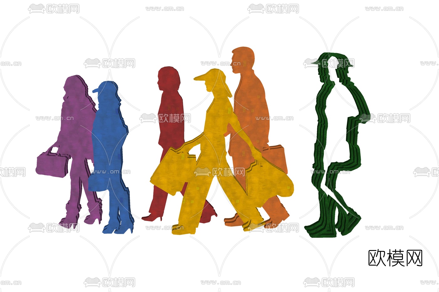 现代抽象人物雕塑免费su模型下载