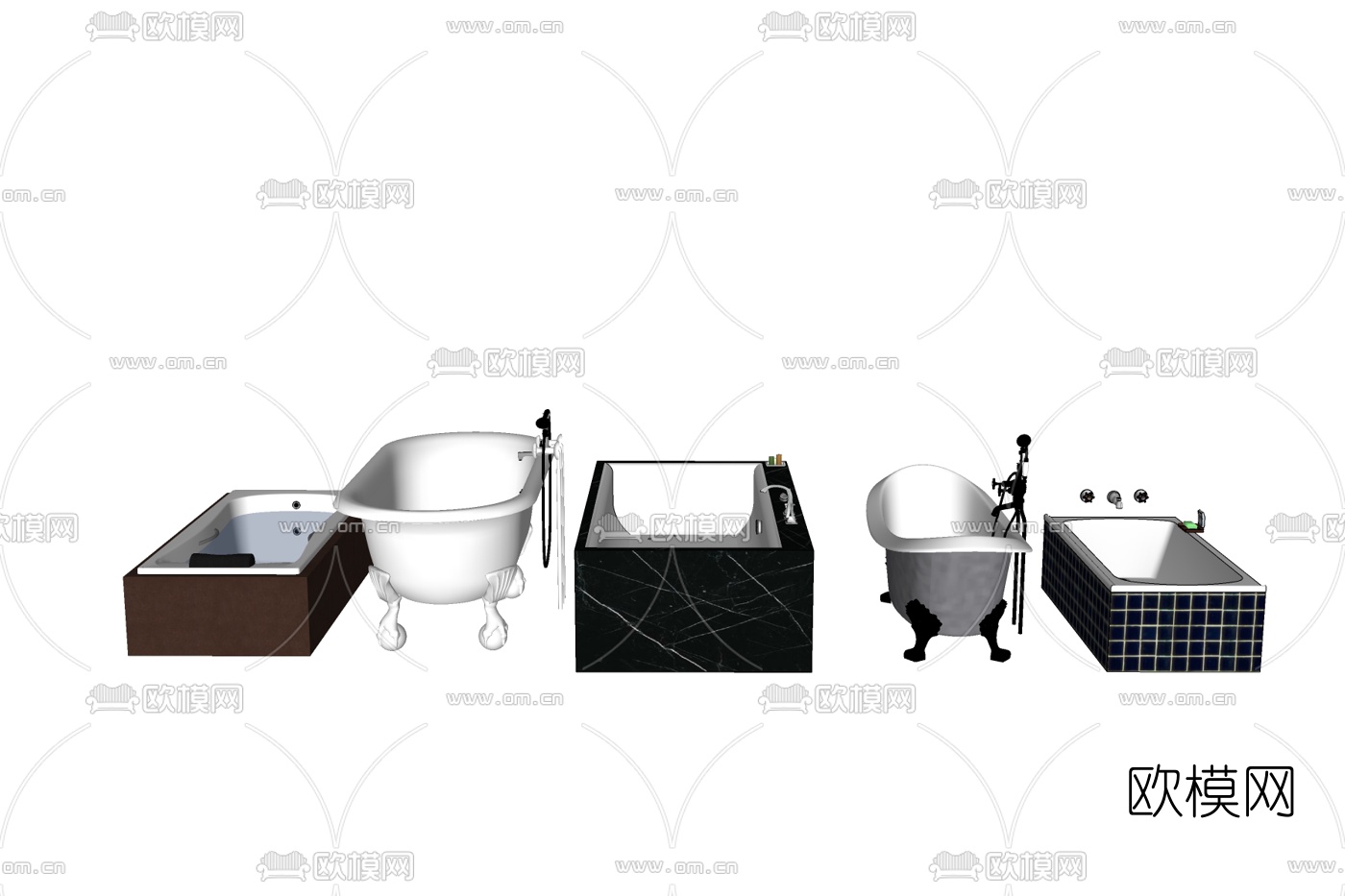 现代浴缸组合免费su模型下载