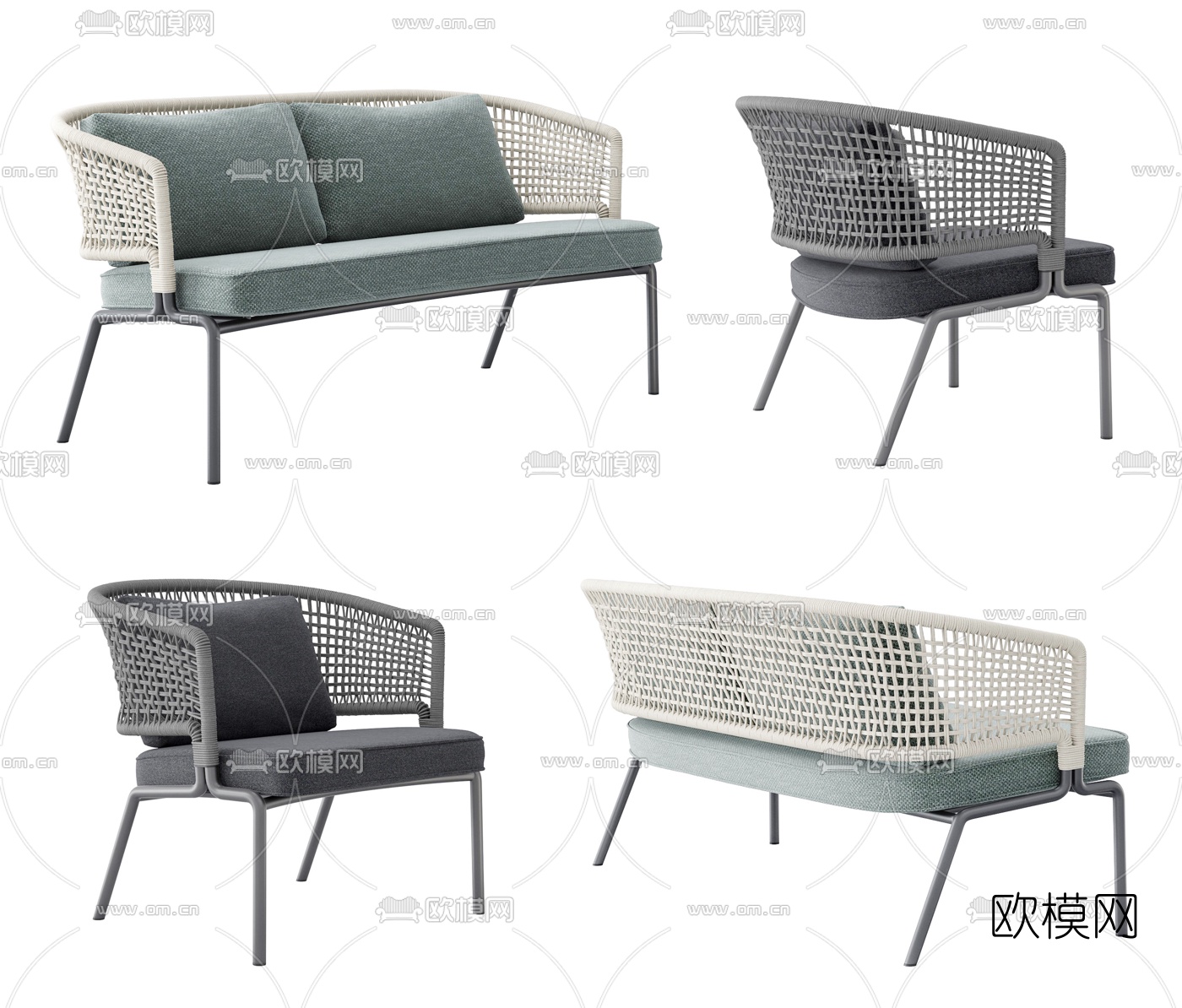 现代户外休闲椅3d模型下载