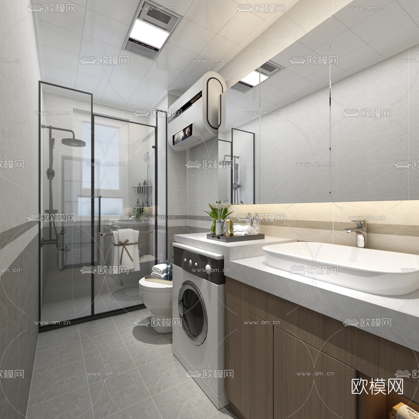现代简约卫生间3d模型