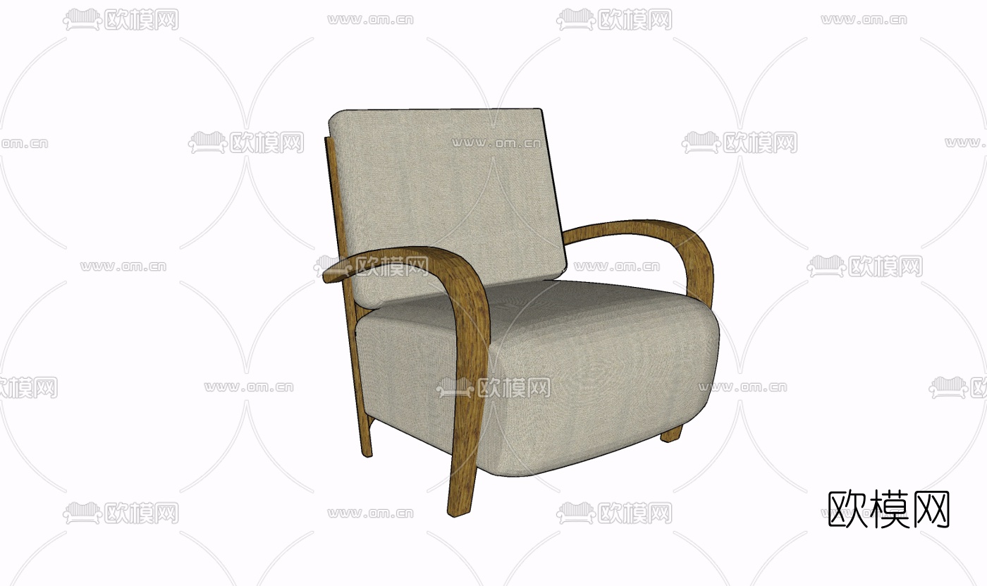 现代布艺单人沙发免费su模型下载