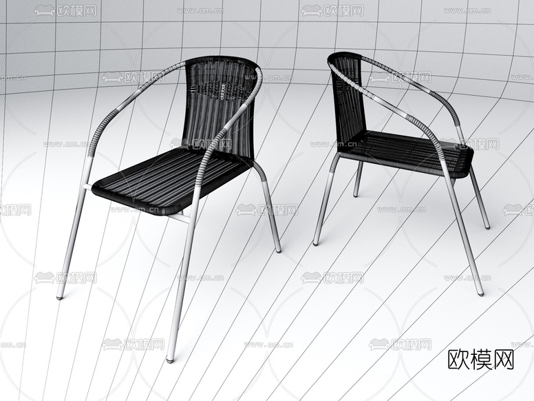 现代藤编户外椅3d模型下载(渲染图2)