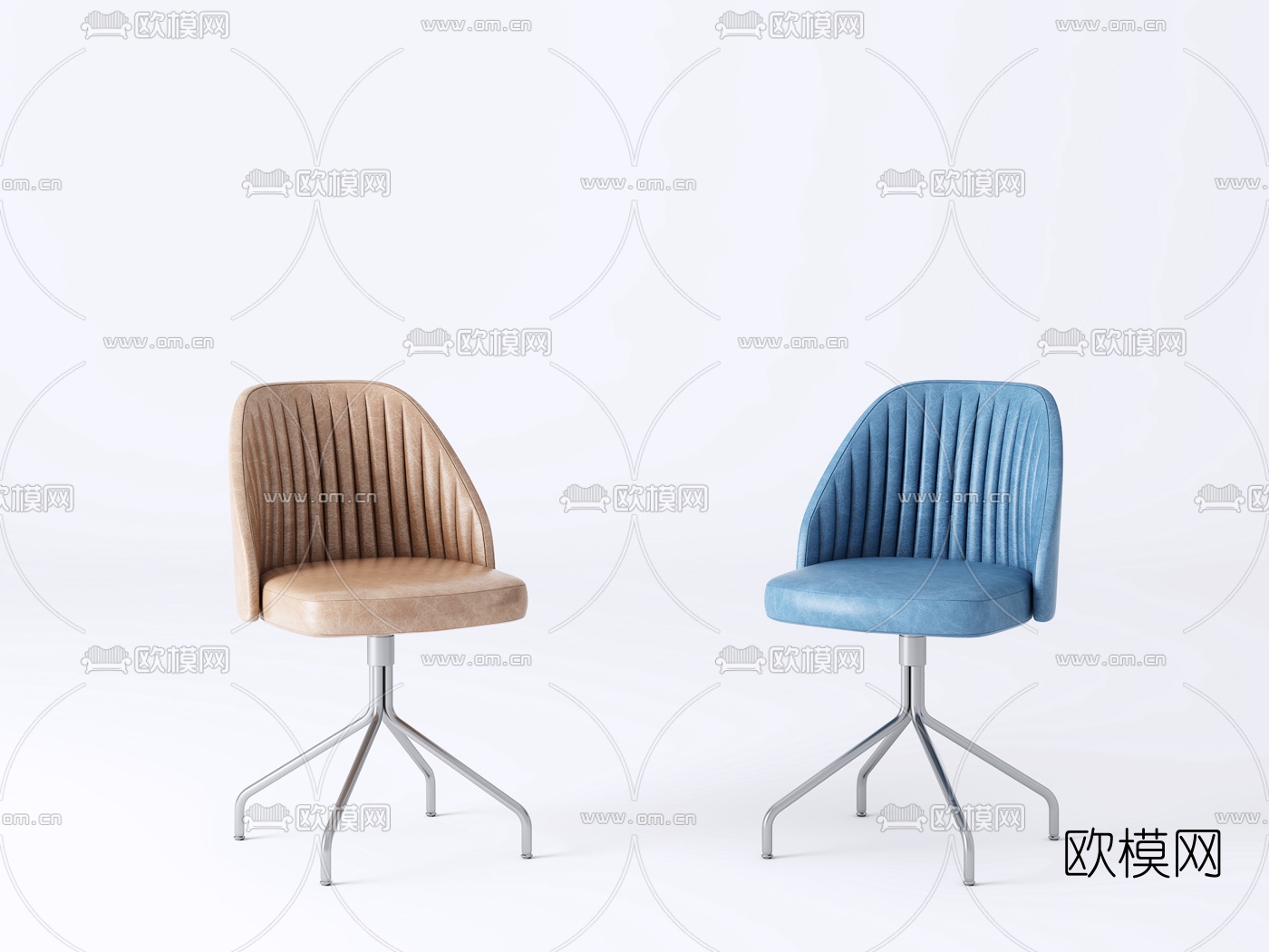 现代皮革办公椅3d模型下载（渲染图2）