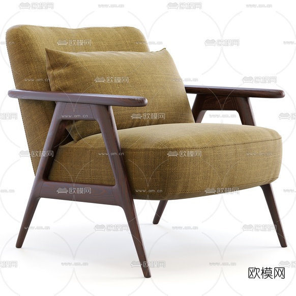 现代布艺休闲椅3d模型下载(渲染图1)