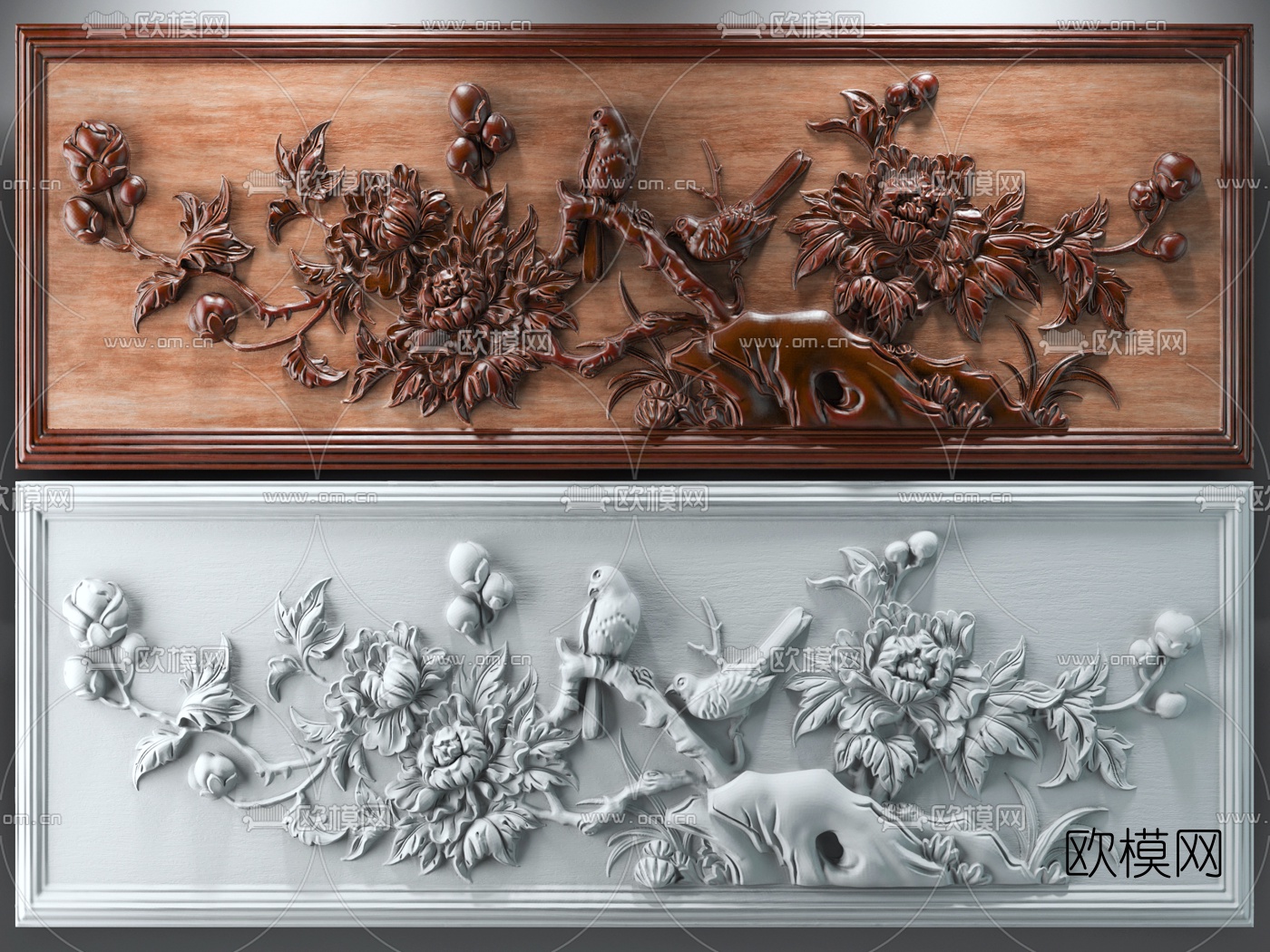 中式花鸟木雕3d模型