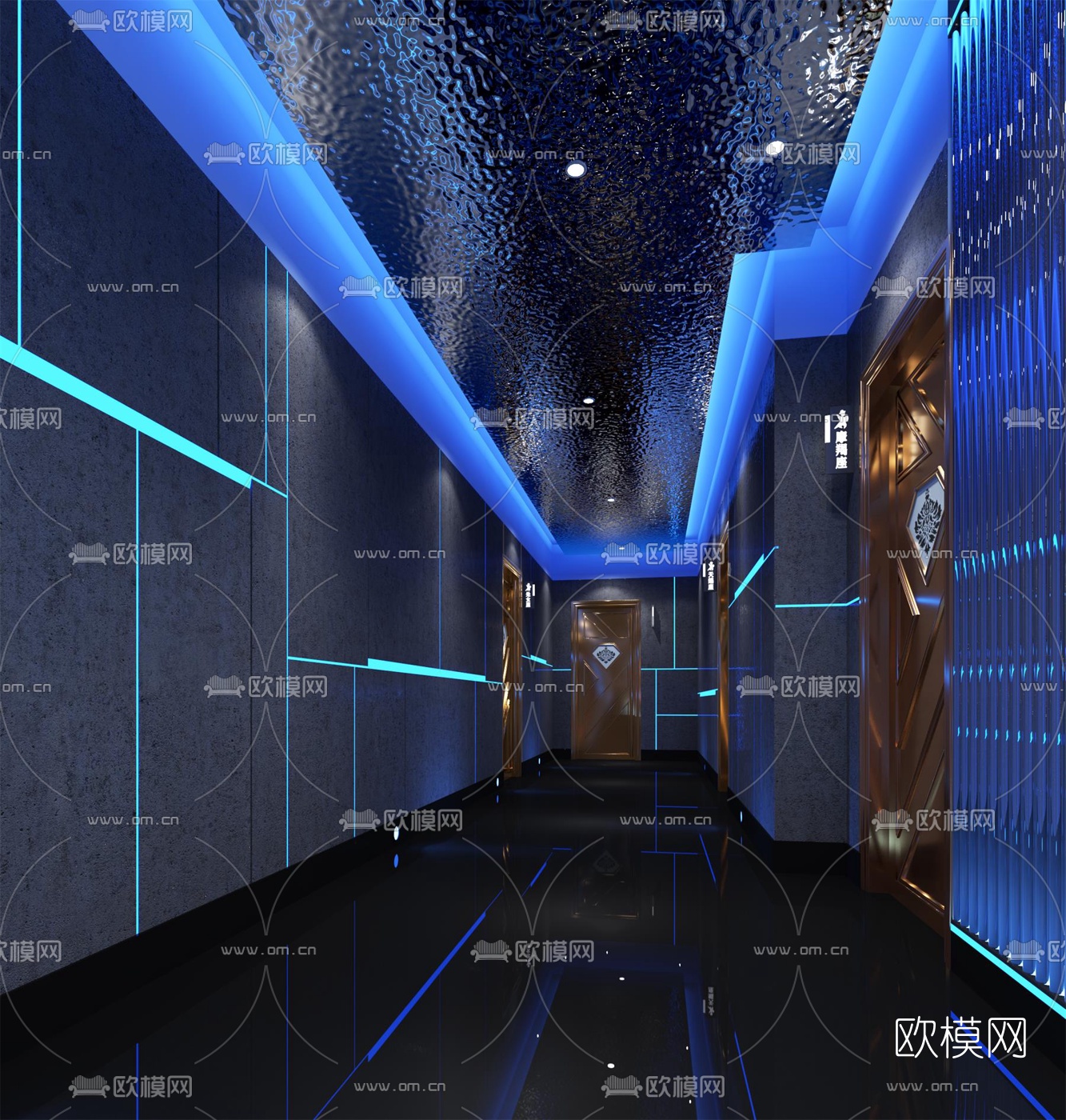 现代ktv走廊过道3d模型下载_ID10119675_3dmax免费模型-欧模网