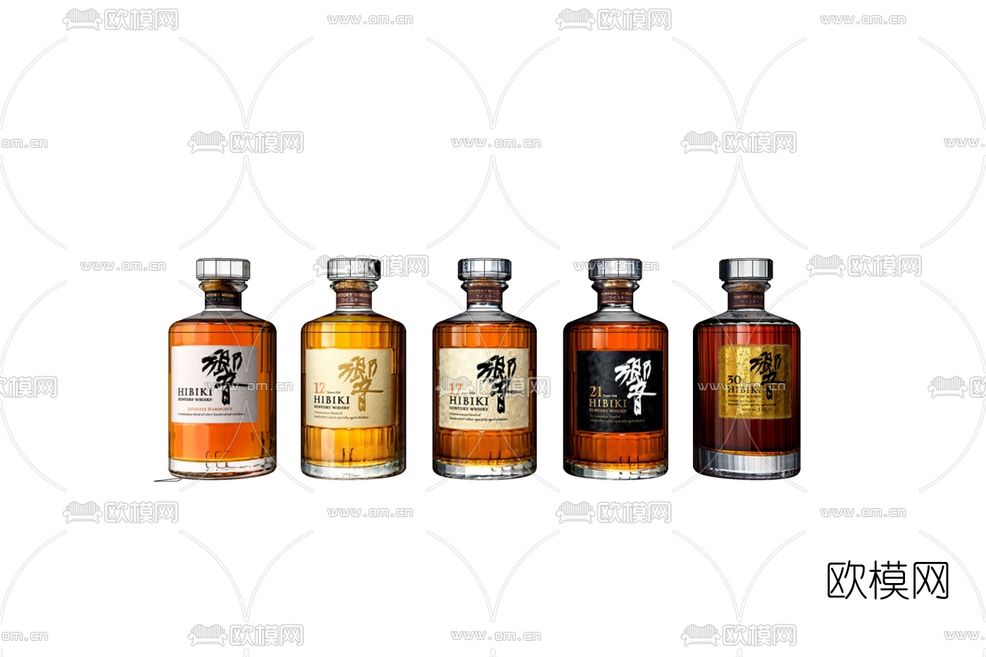 现代威士忌洋酒组合免费su模型下载