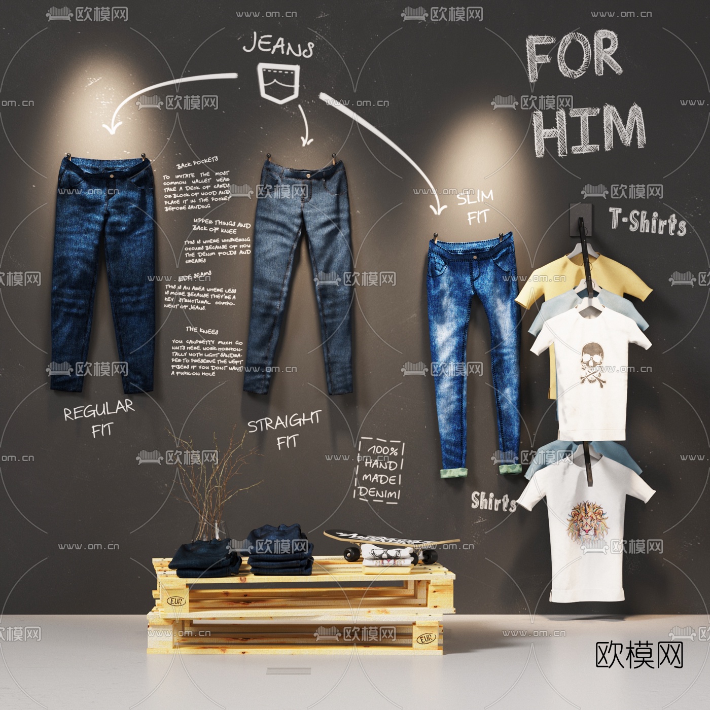 现代服装店展示区3d模型下载（渲染图1）