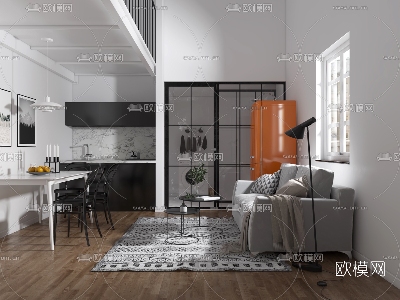北欧公寓客厅餐厅3d模型
