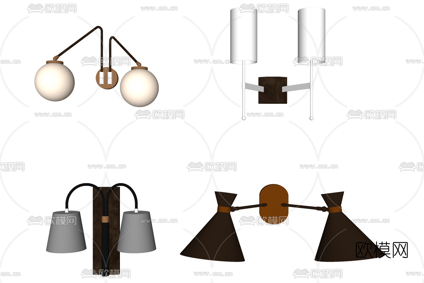现代金属壁灯免费su模型下载