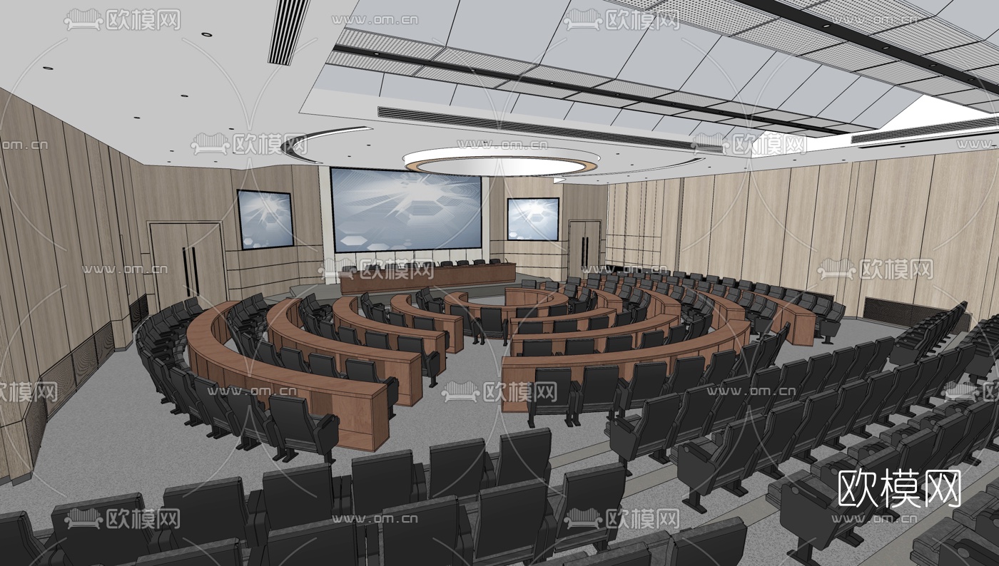现代酒店报告厅su模型下载（渲染图4）