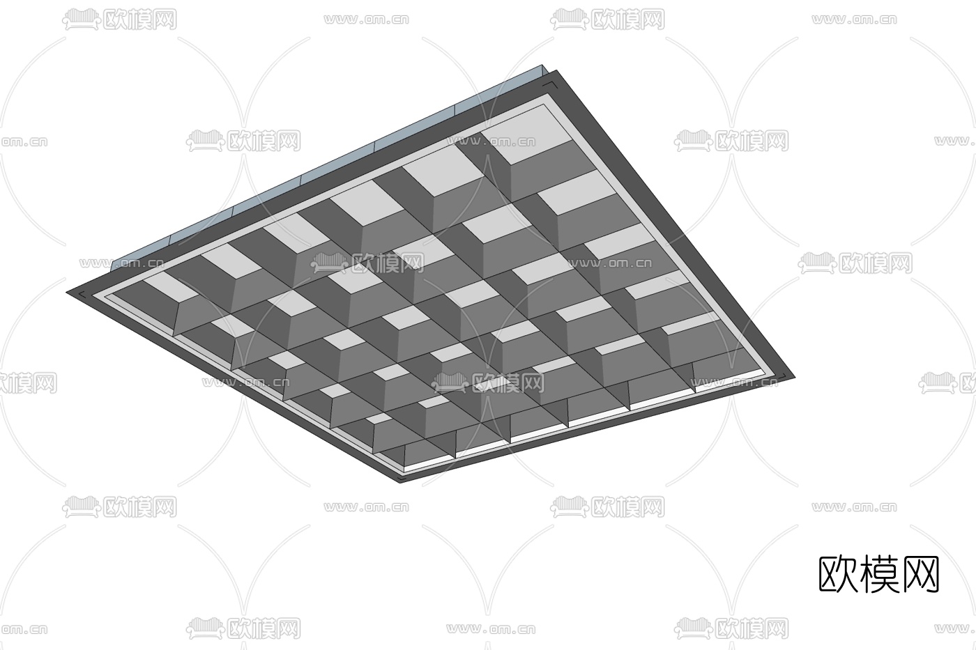 现代办公格栅灯免费su模型下载