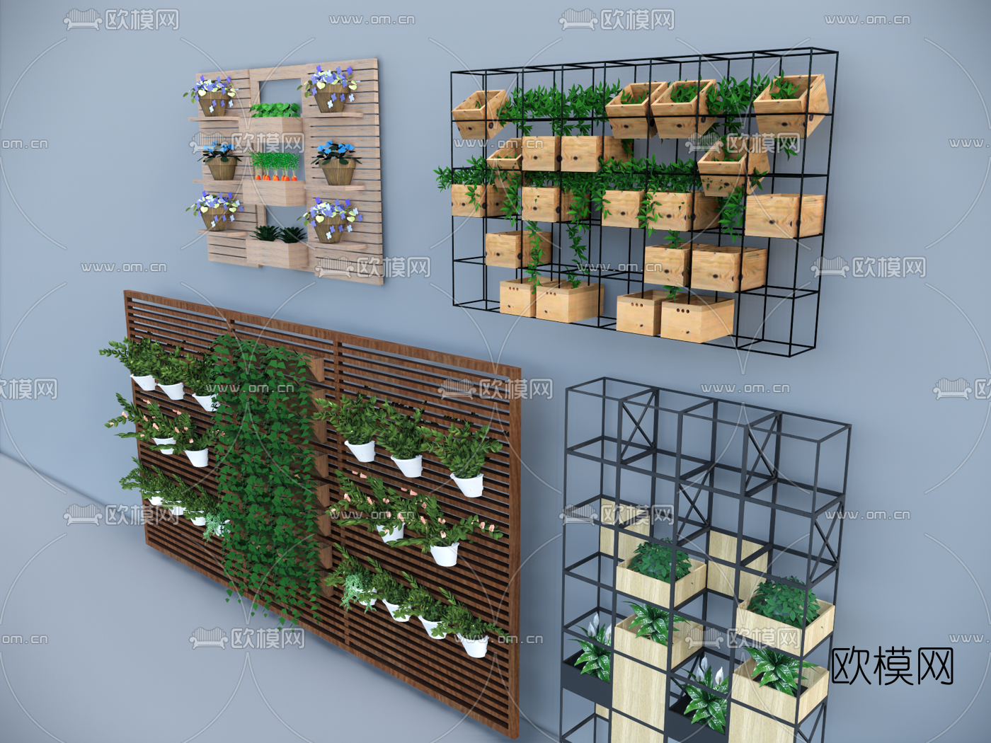 现代绿植花架盆栽su模型下载（渲染图2）