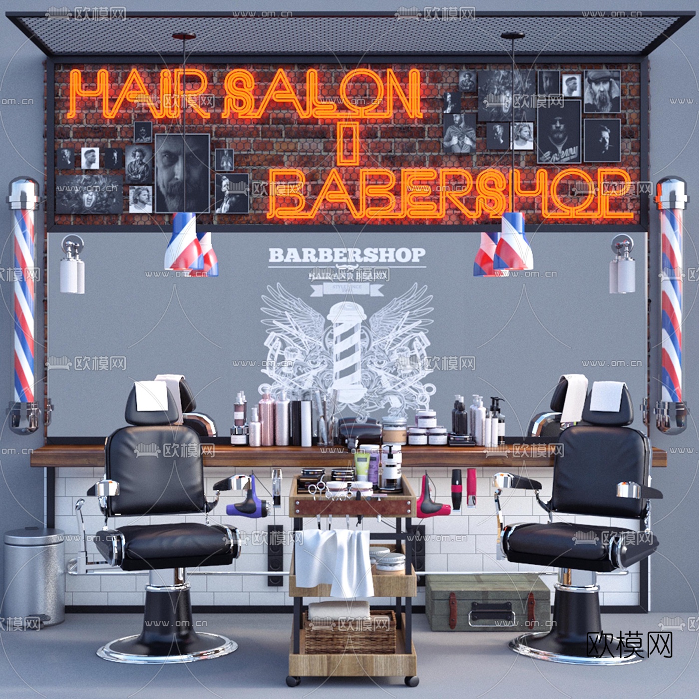 现代理发店器具摆件3d模型下载（渲染图1）