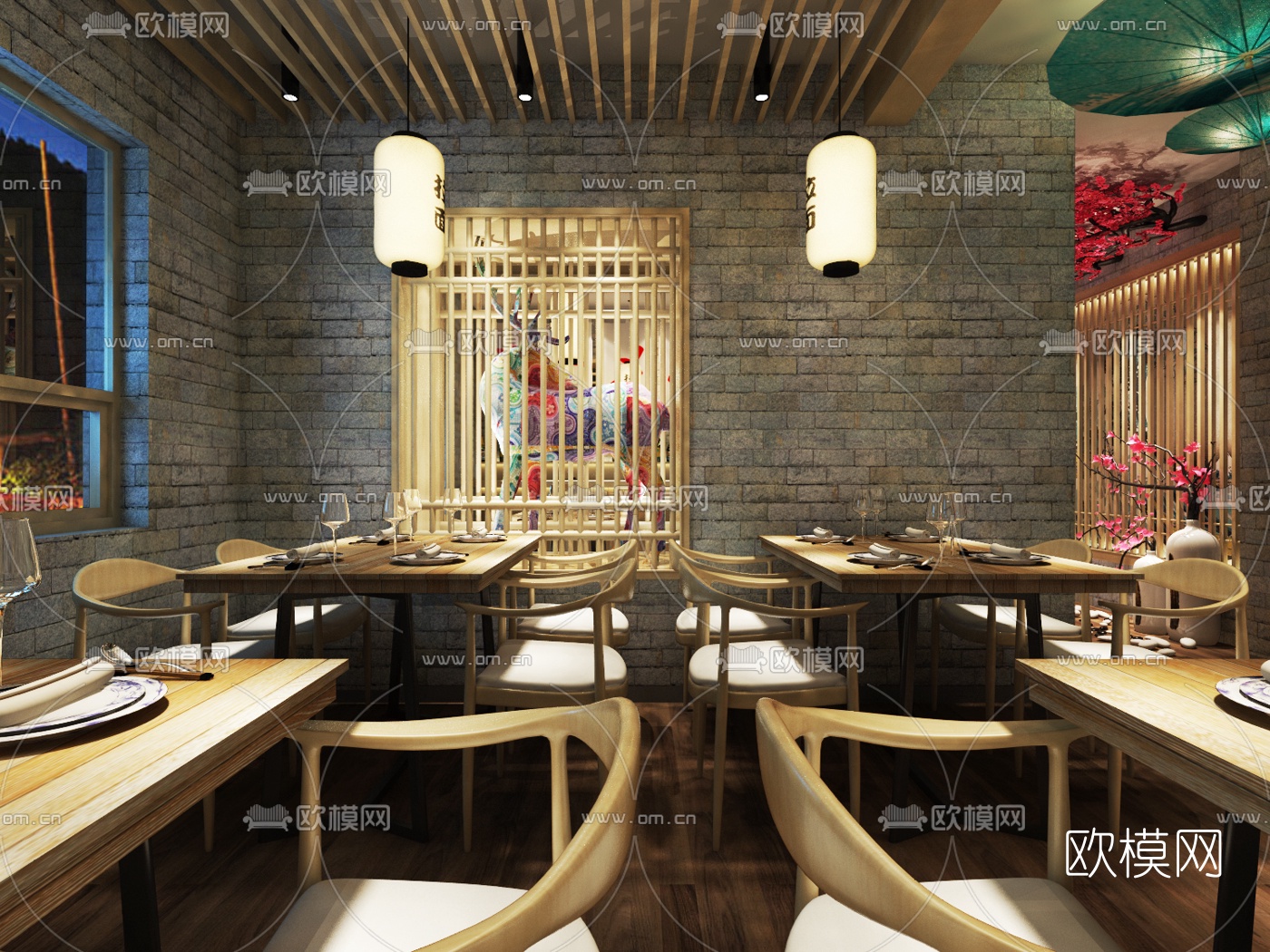 日式拉面馆免费3d模型下载（渲染图7）