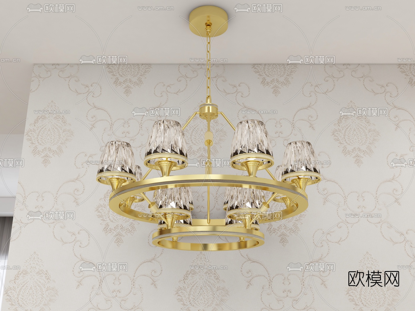 现代双层多头吊灯免费3d模型下载