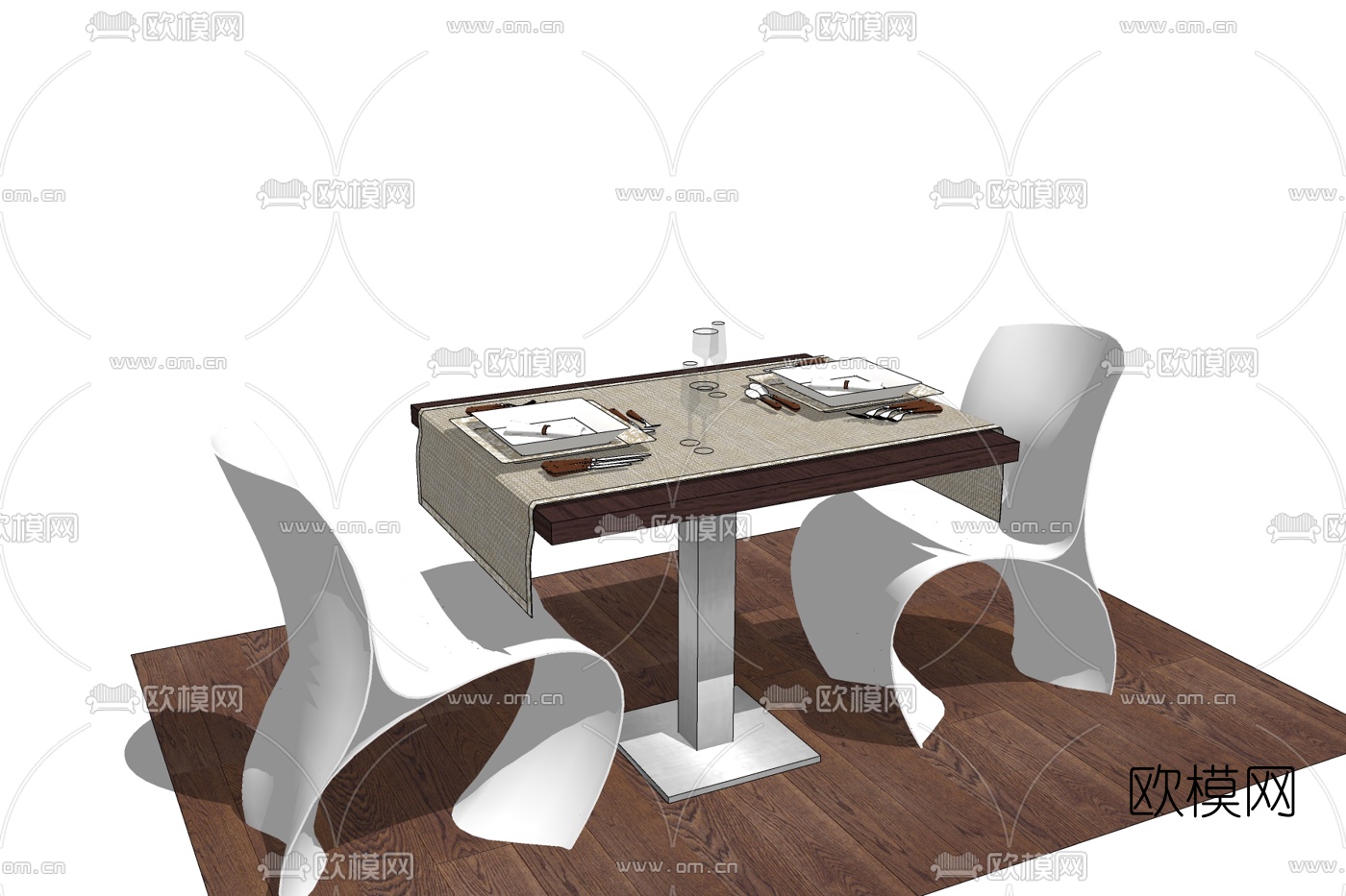 现代休闲桌椅免费su模型下载