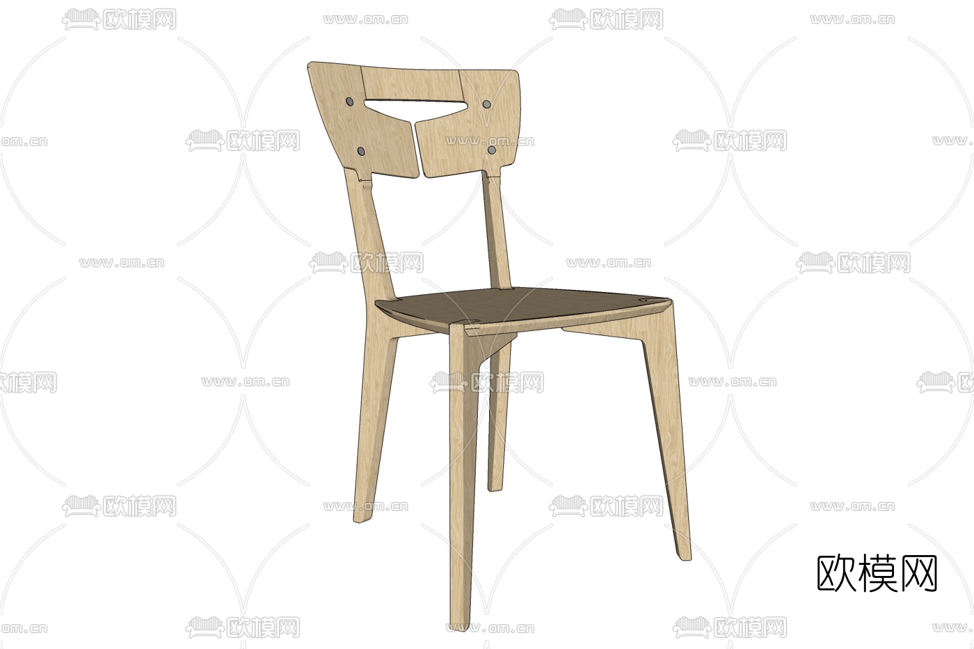 北欧原木单椅免费su模型下载