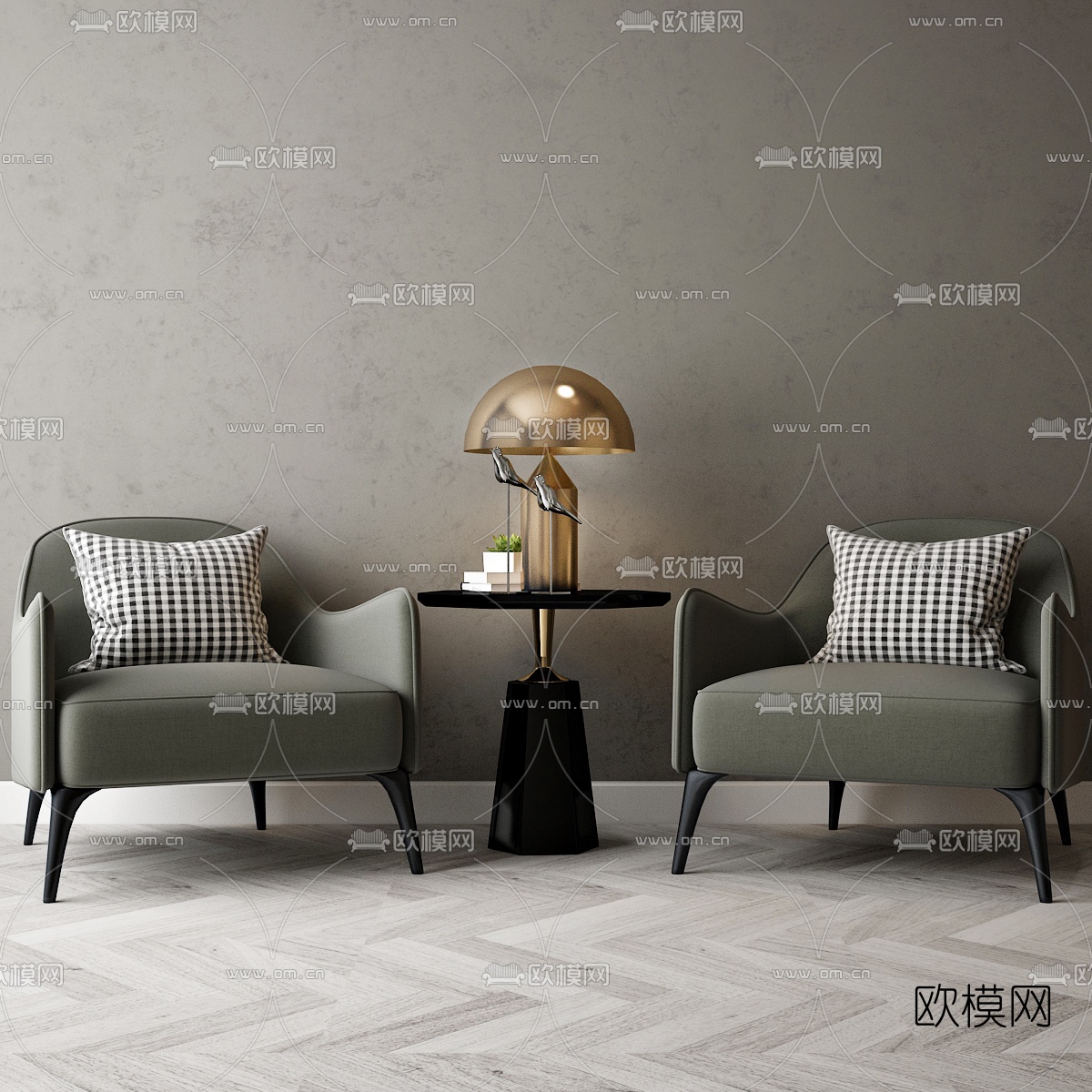 现代布艺单人沙发3d模型下载