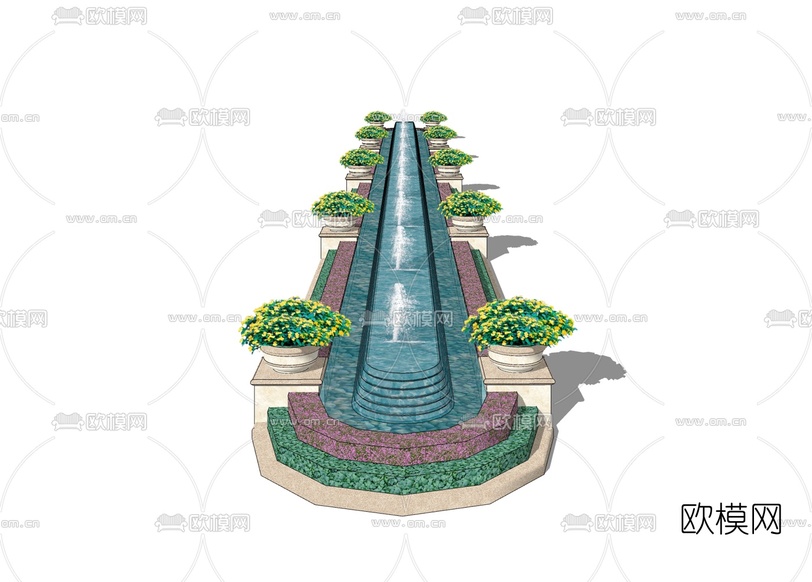 欧式喷泉水景免费su模型下载_ID10243818_sketchup模型下载-欧模网