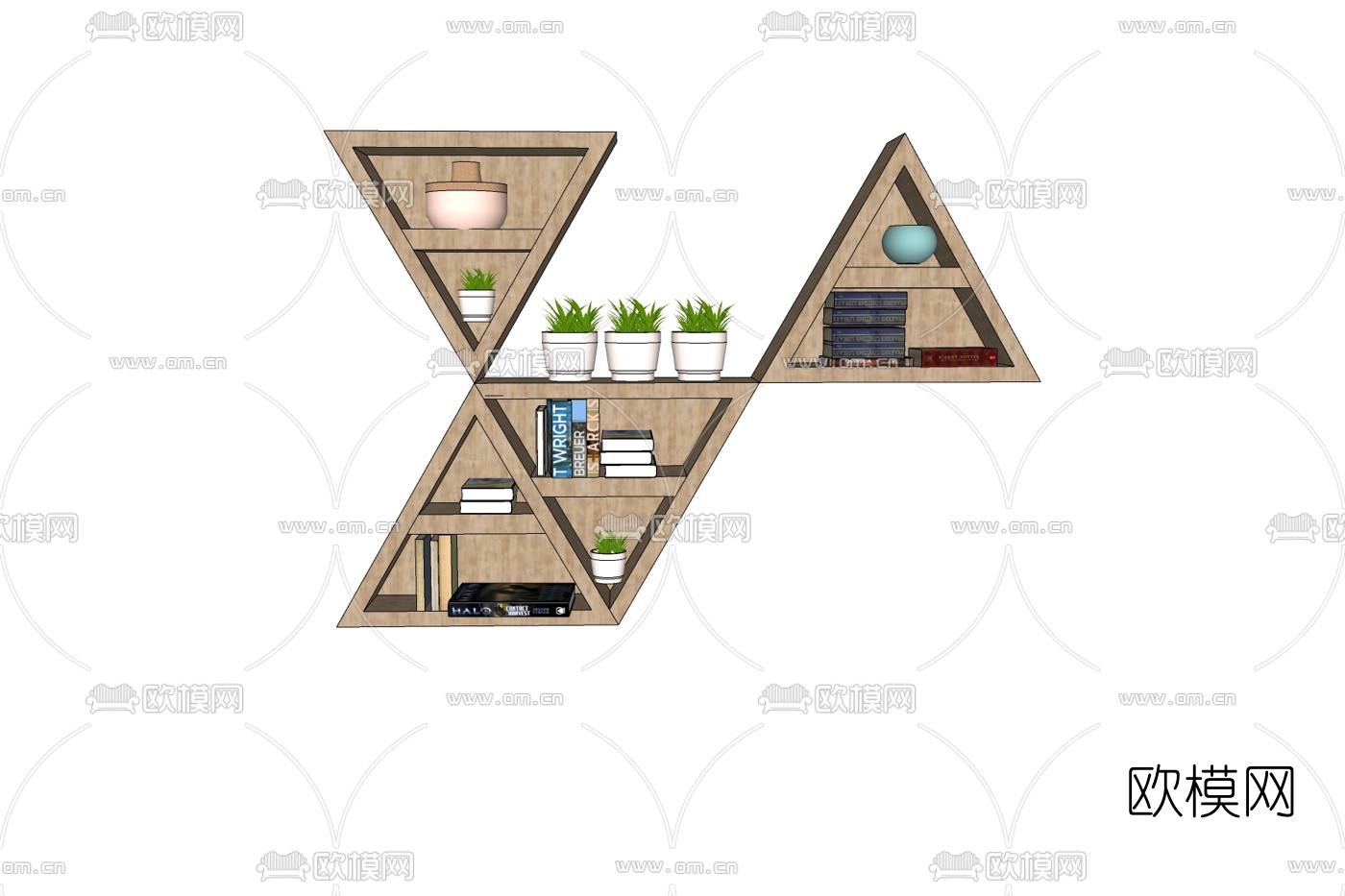 现代实木壁柜免费su模型下载