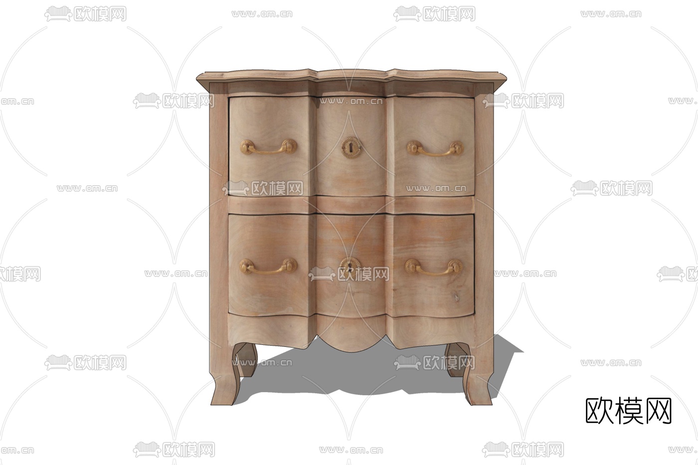 欧式实木床头柜免费su模型下载