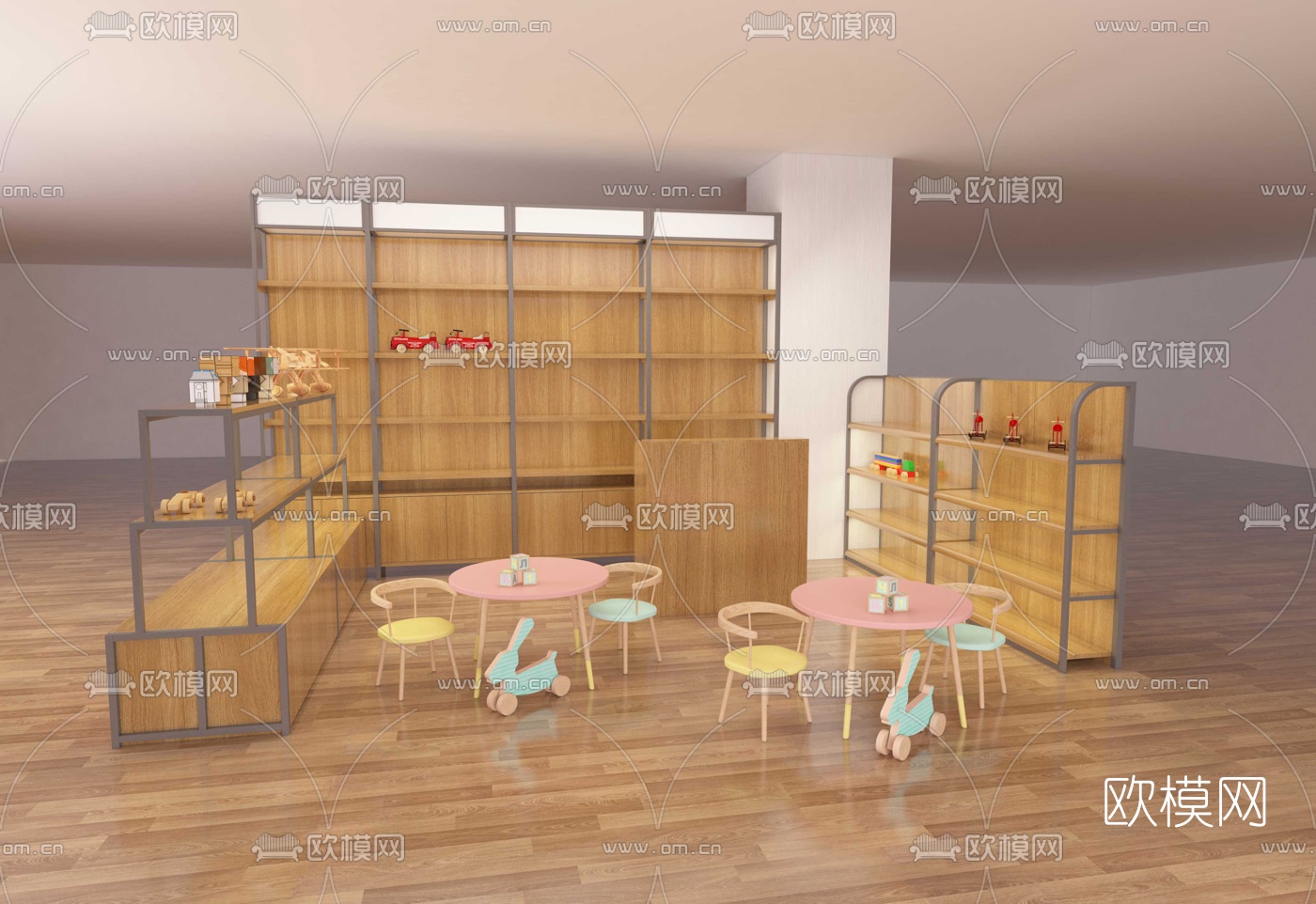 现代展示柜货架免费3d模型