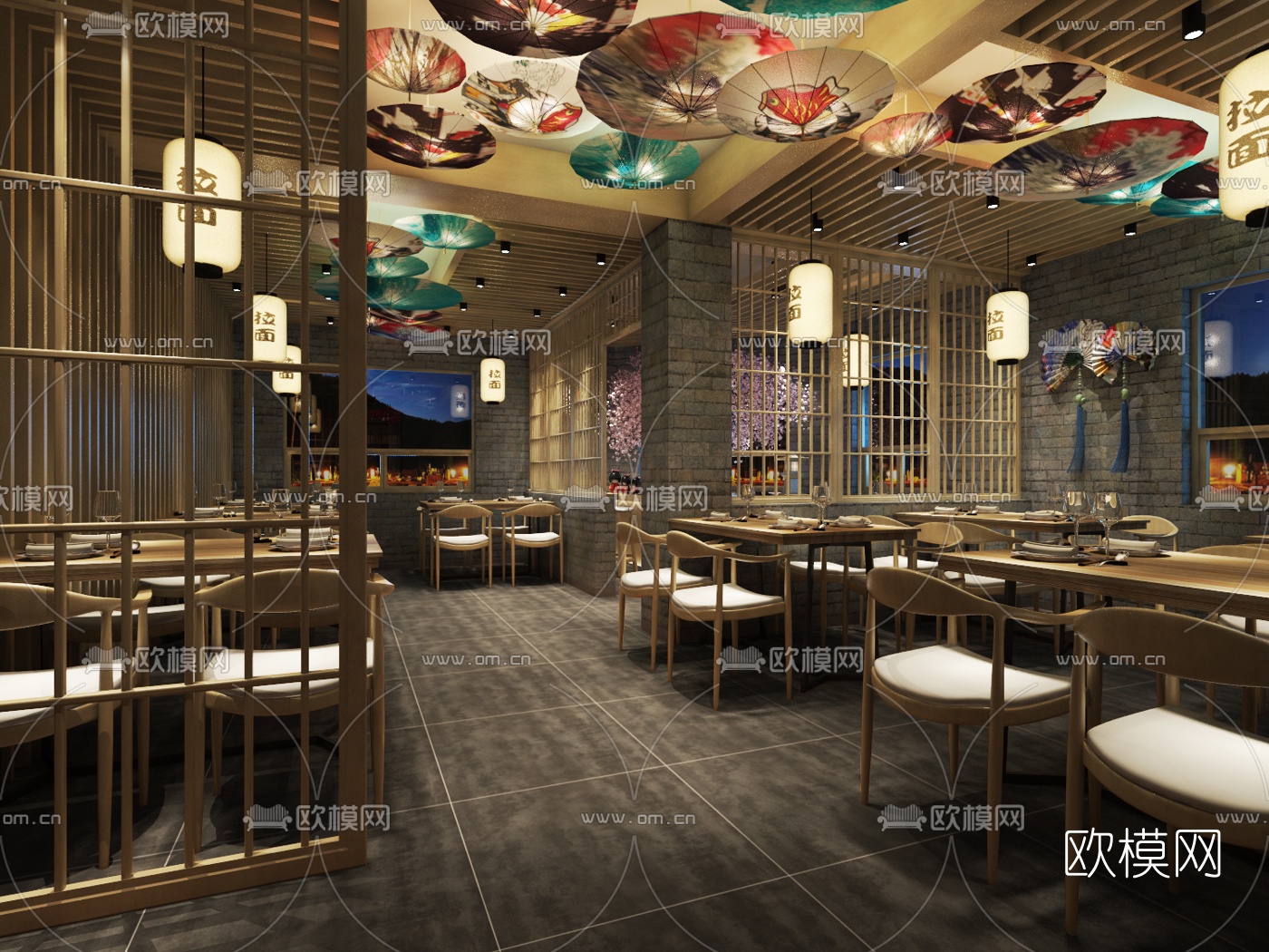 日式拉面馆免费3d模型下载（渲染图2）