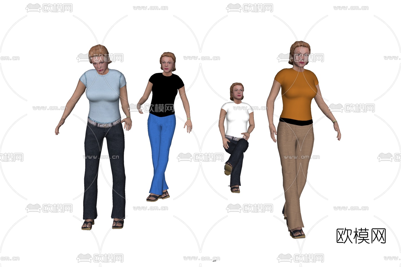 现代人物组合免费su模型下载