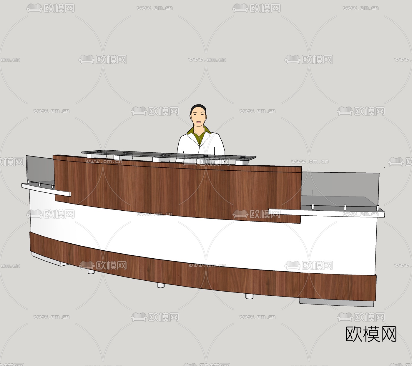 现代接待台免费su模型下载