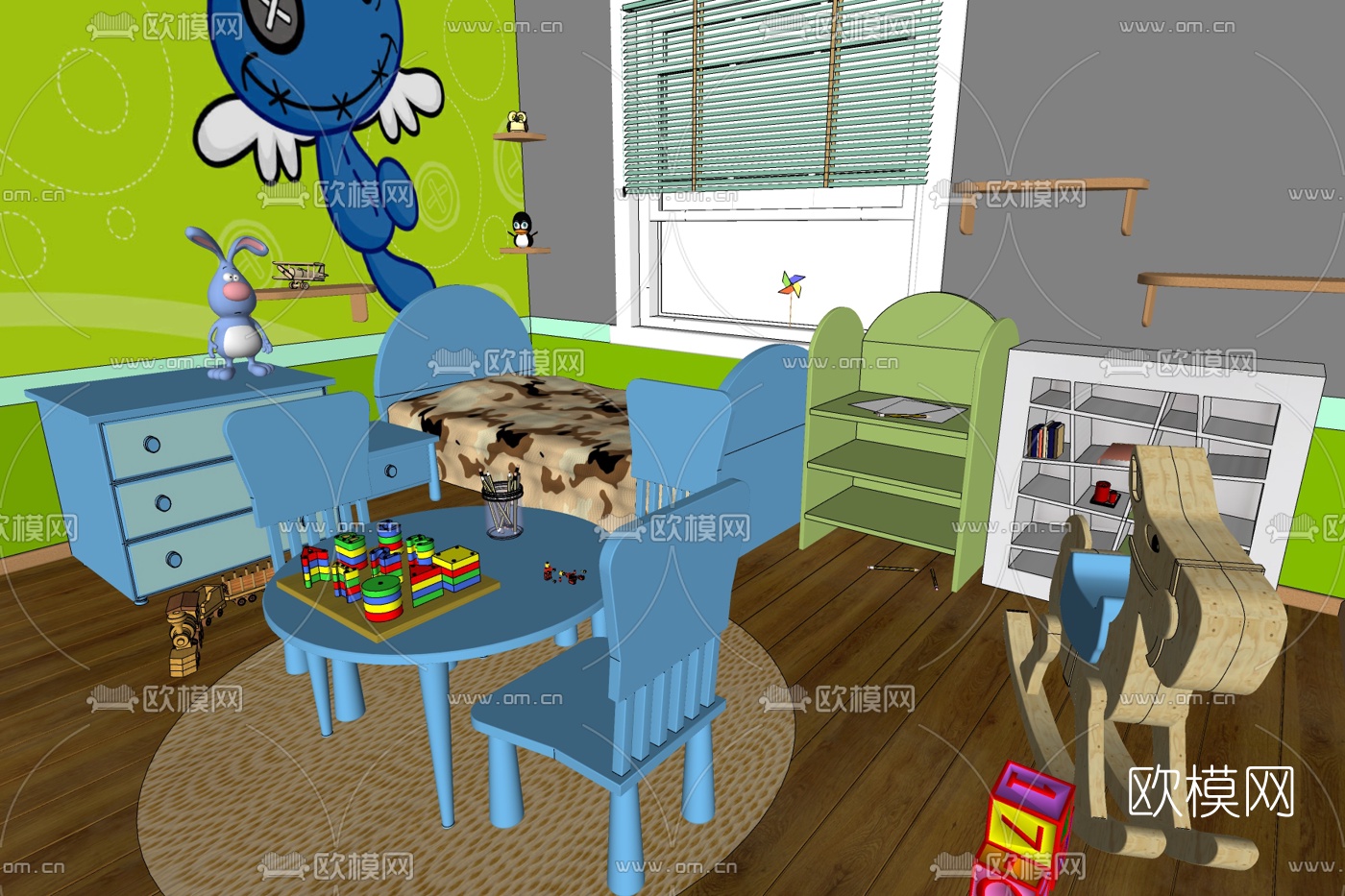 现代儿童房免费su模型下载