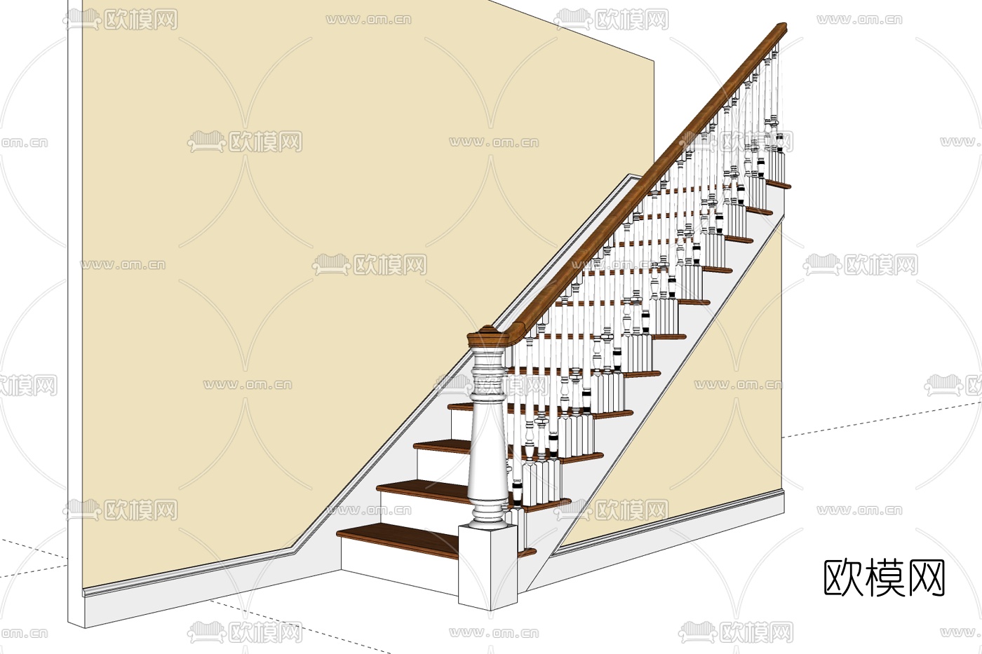 简欧楼梯免费su模型下载