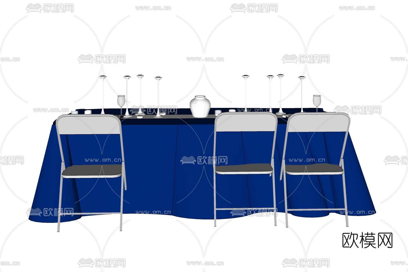 现代宴会接待台免费su模型下载