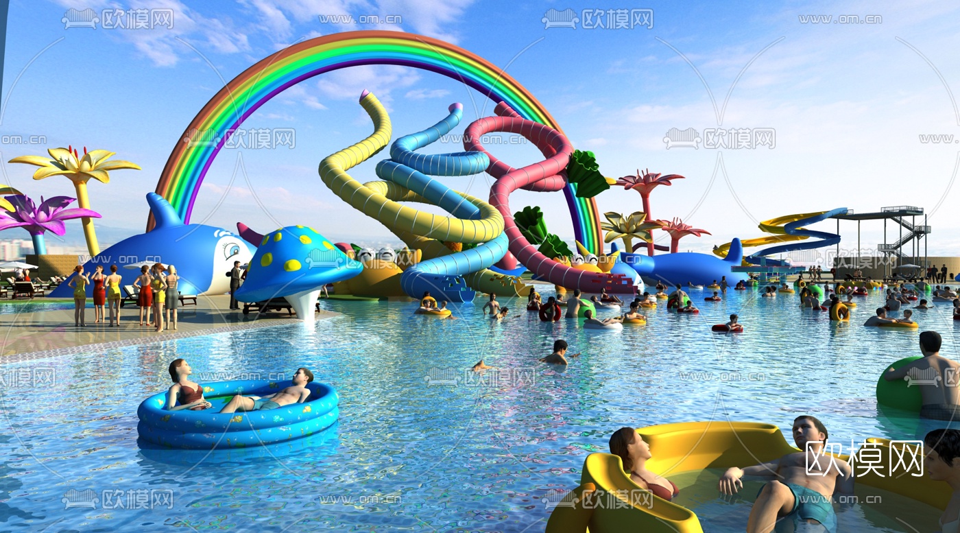 现代水上游乐园3d模型