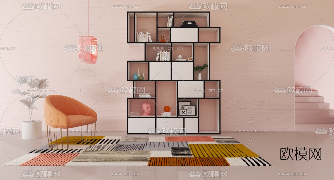 北欧烤漆装饰柜3d模型下载（渲染图3）