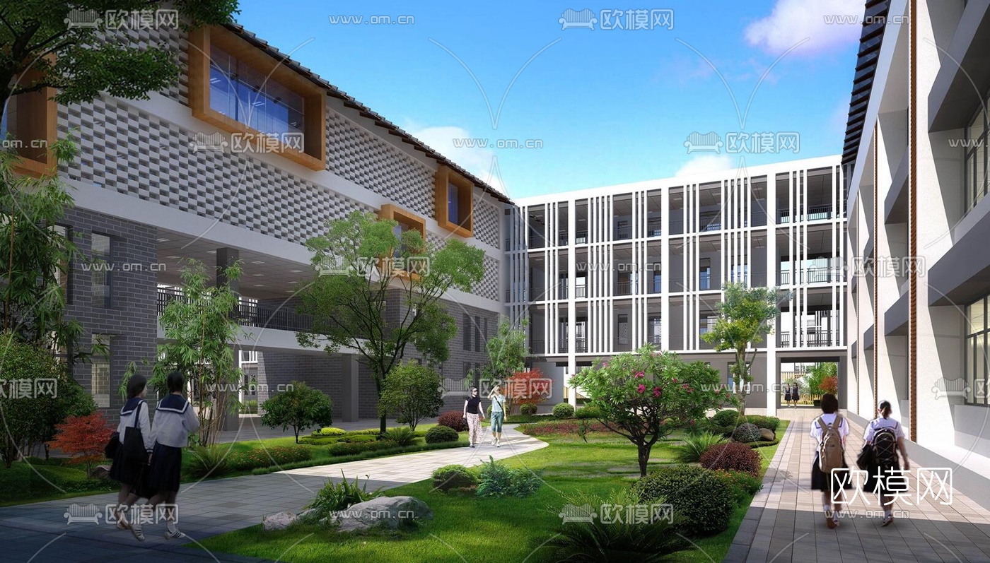 现代学校规划su模型下载（渲染图3）