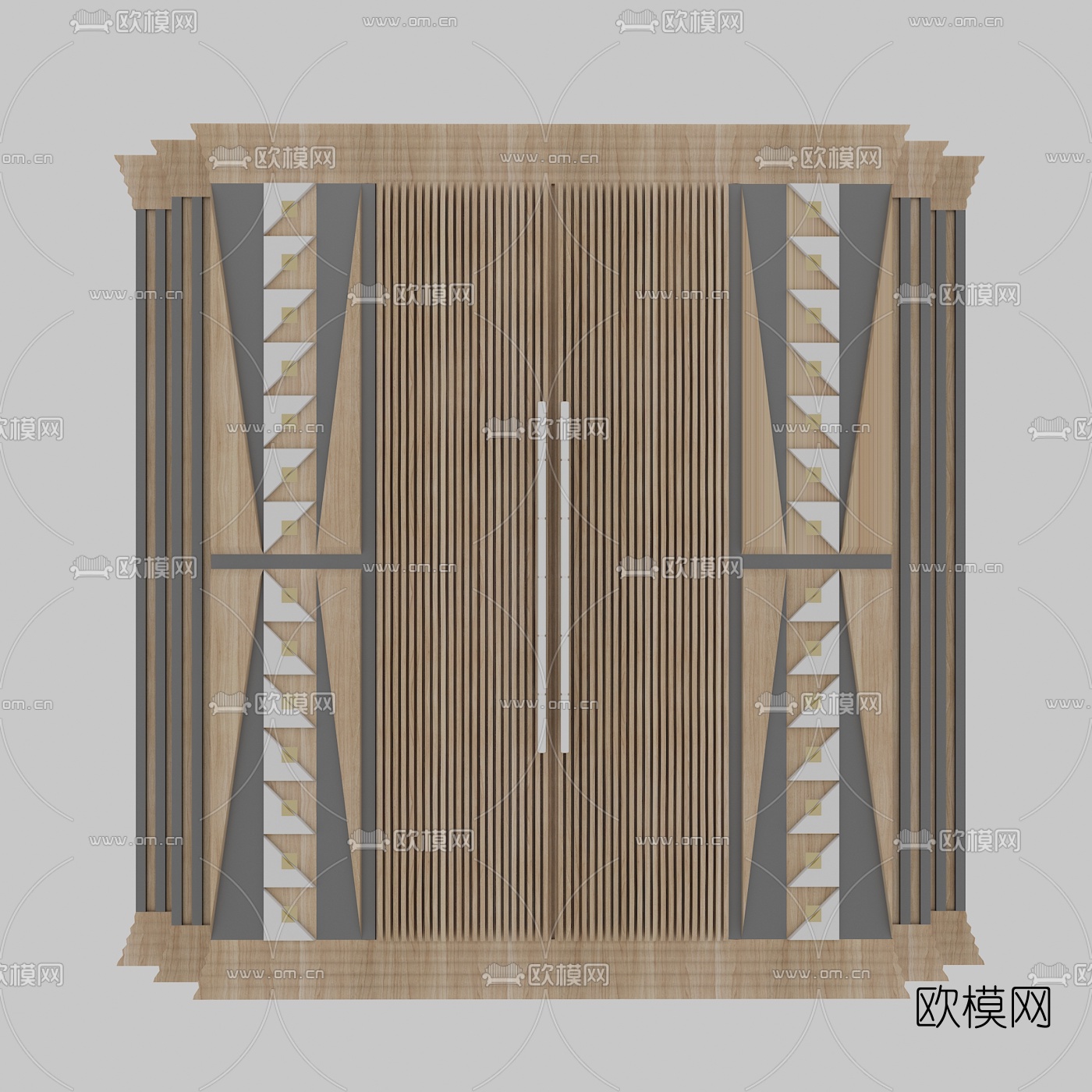 新中式衣柜免费3d模型下载（渲染图2）