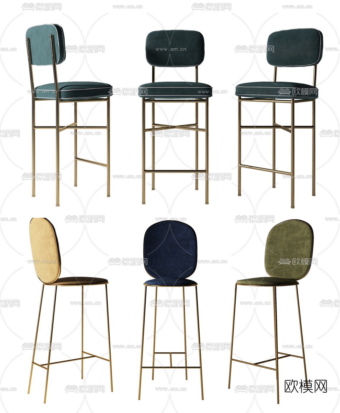 现代布艺吧台椅3d模型下载