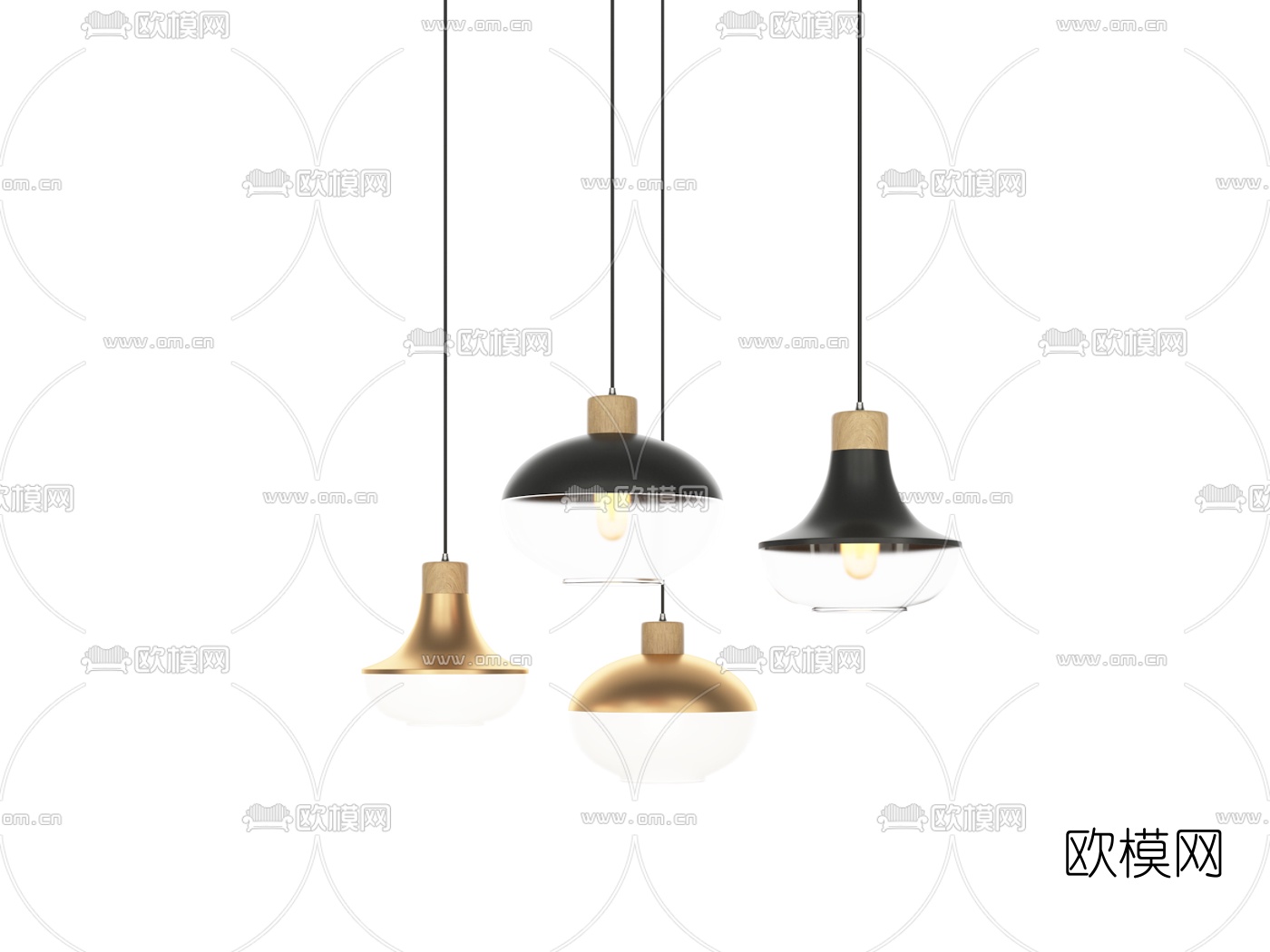 北欧简易吊灯3d模型下载（渲染图1）