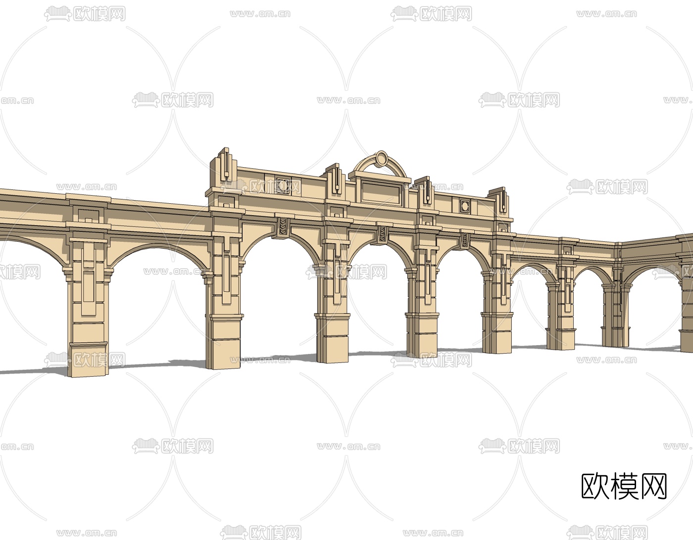 新古典小区门头免费su模型下载