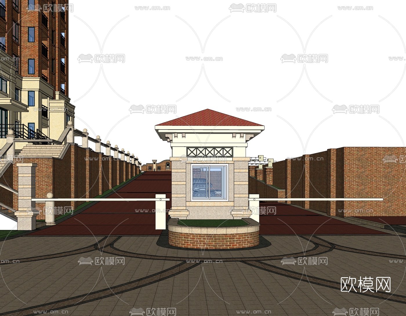 欧式小区门头免费su模型下载