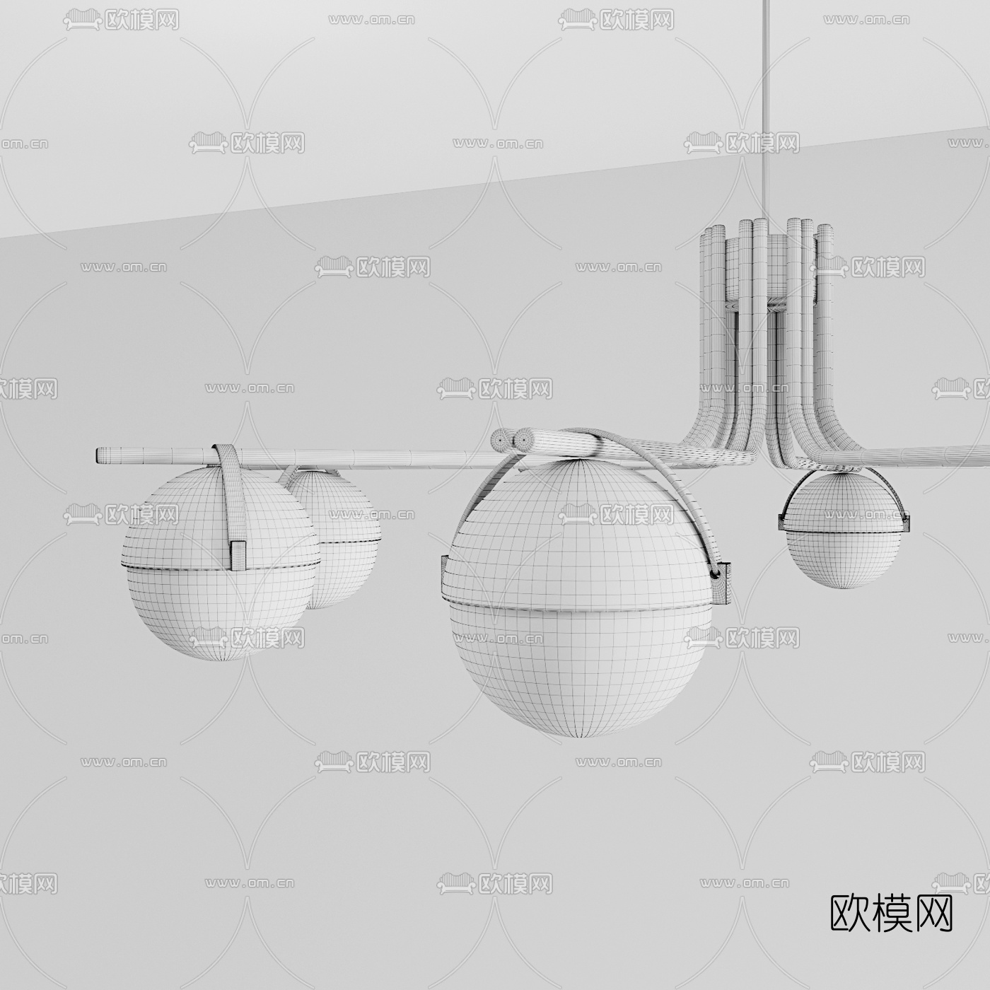 现代多头金属 吊灯3d模型