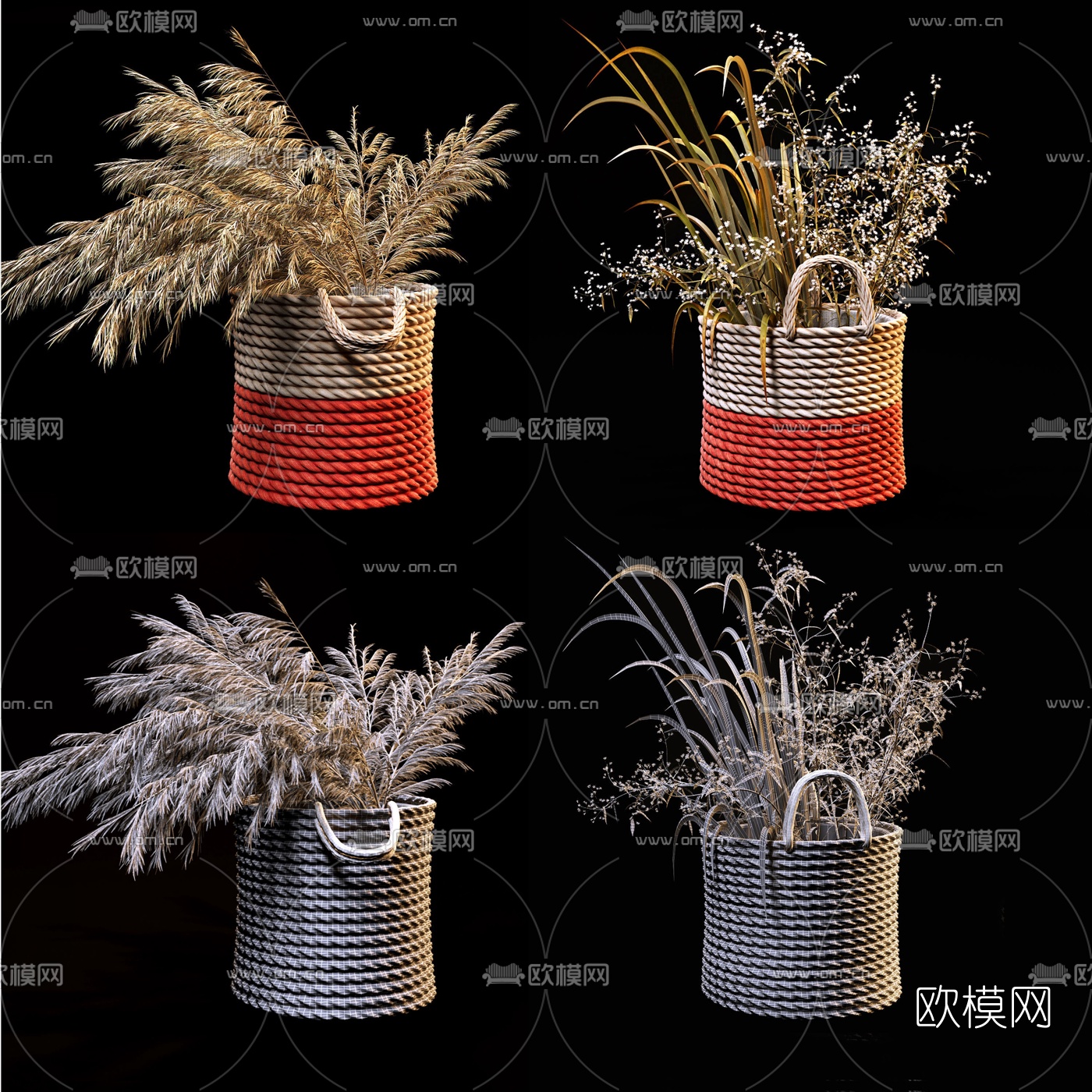 自然风花篮干花3d模型下载（渲染图2）