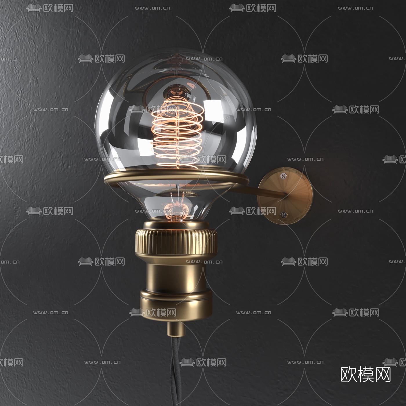 现代金属灯泡壁灯3d模型