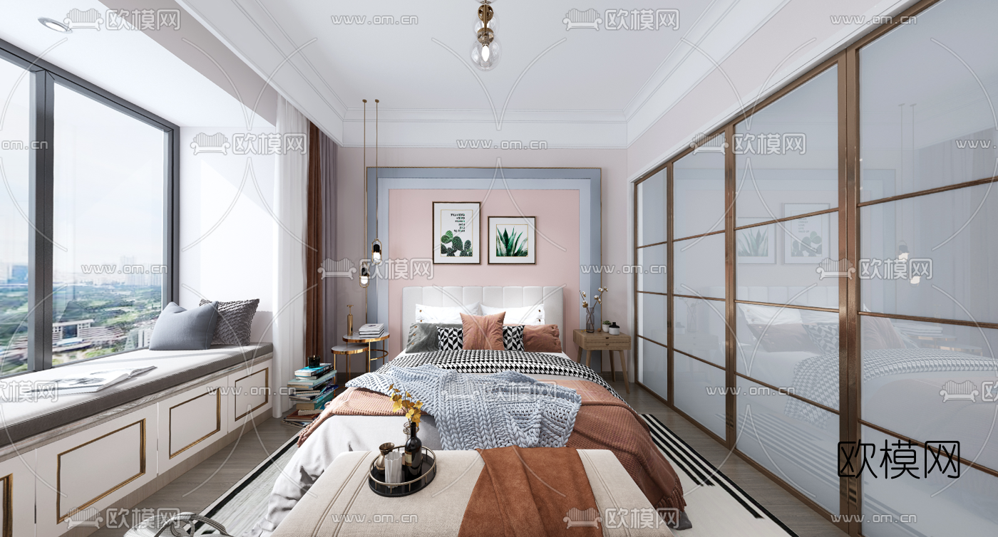 现代女孩房卧室vr全景3d模型