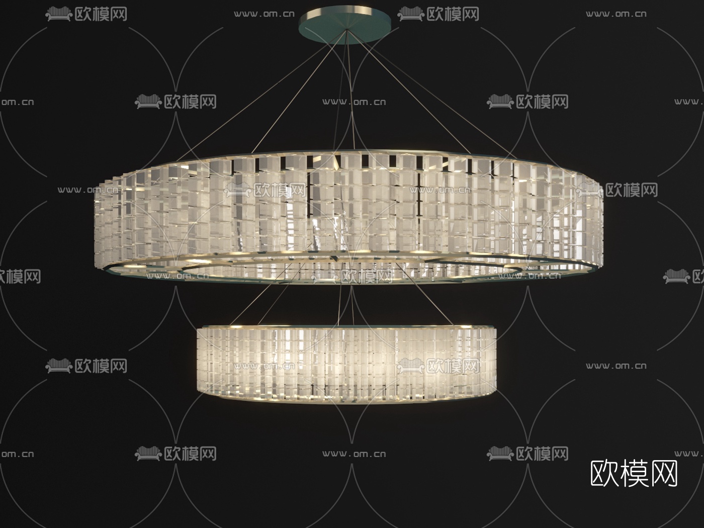 现代水晶吊灯3d模型下载（渲染图1）