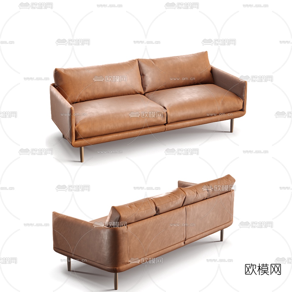 现代皮革双人沙发3d模型