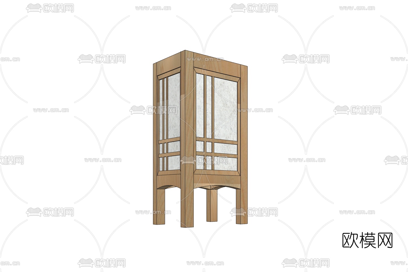 日式实木落地灯免费su模型下载