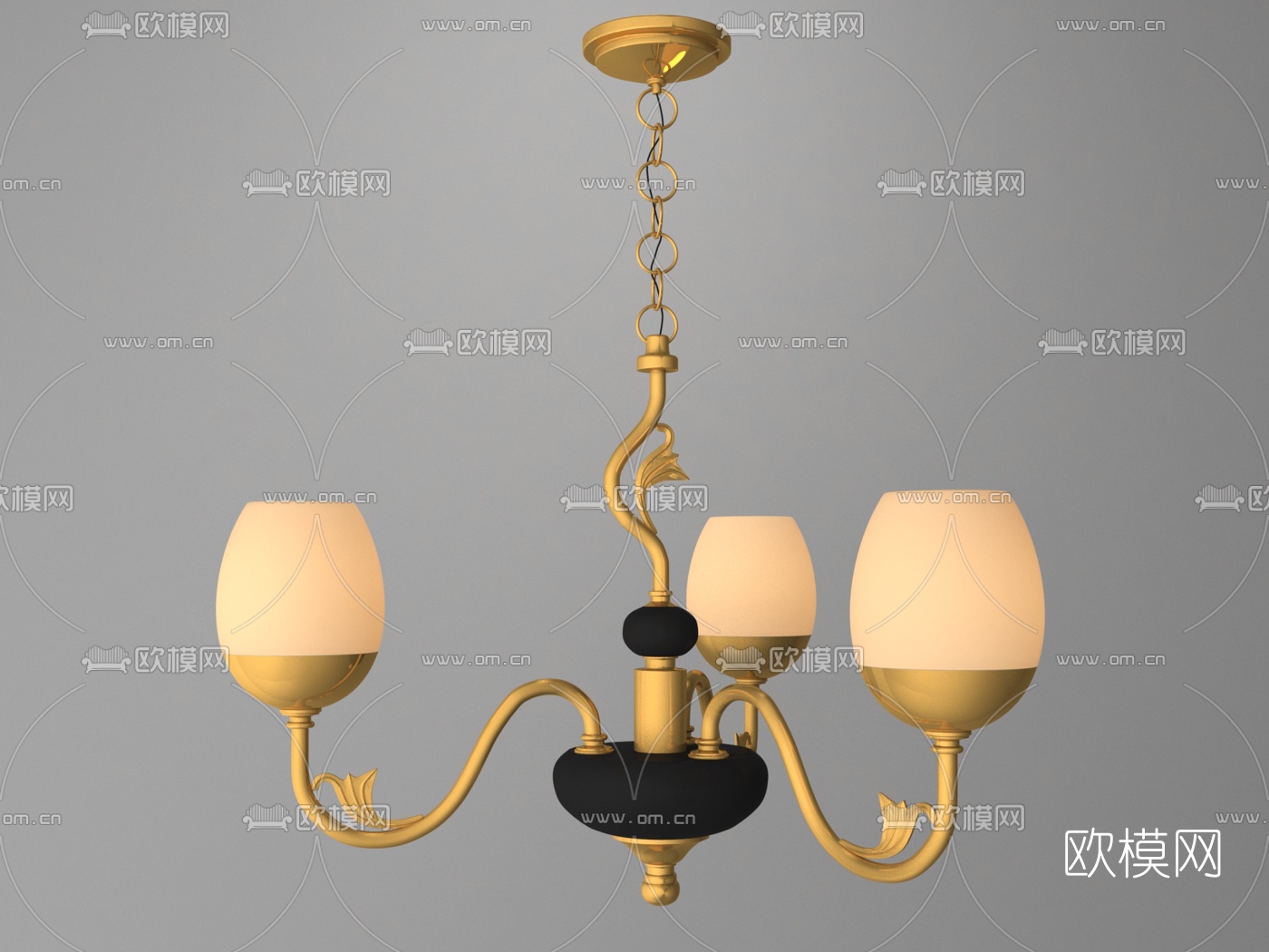 美式金属吊灯3d模型