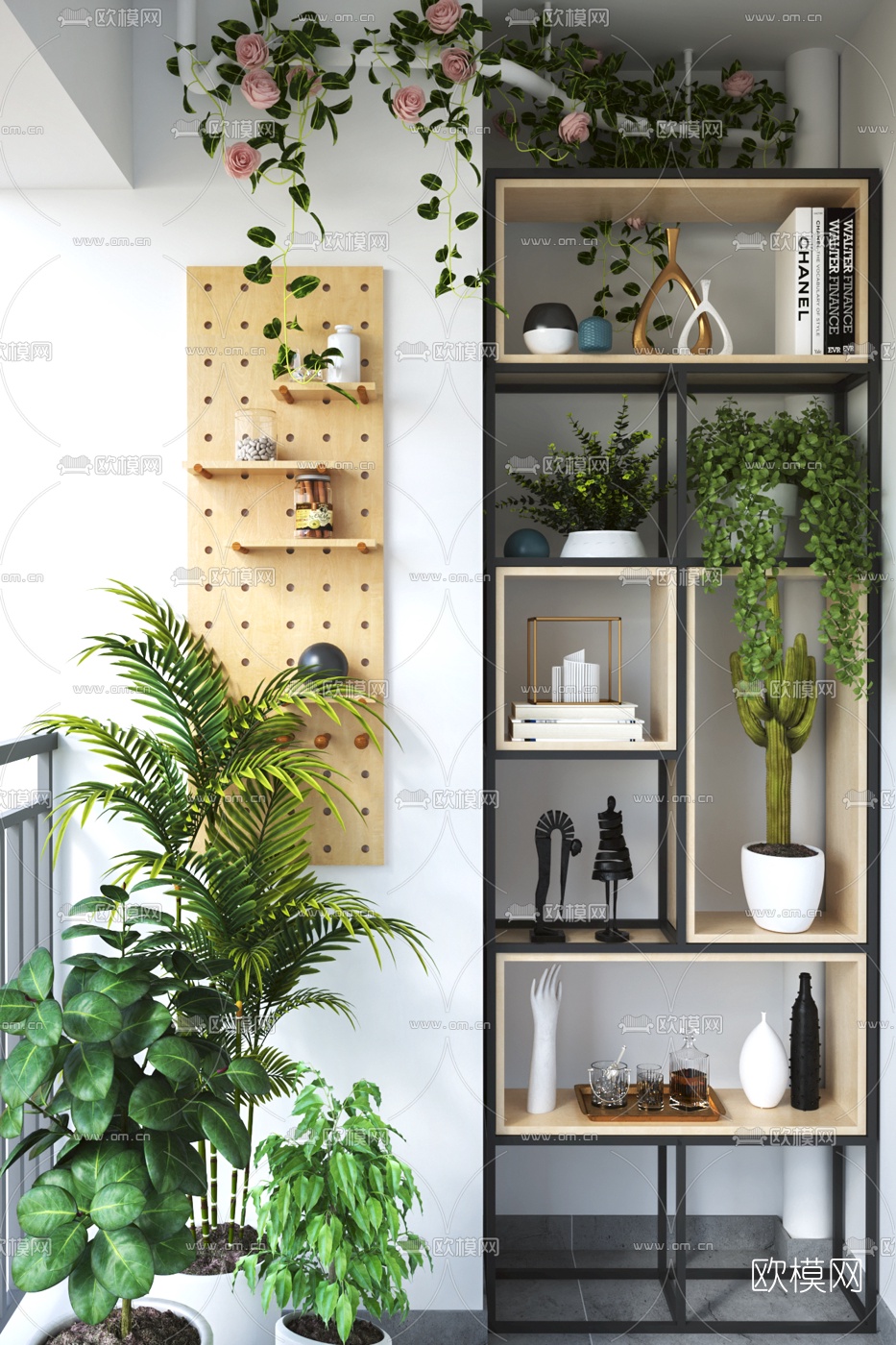 北欧实木装饰柜3d模型下载